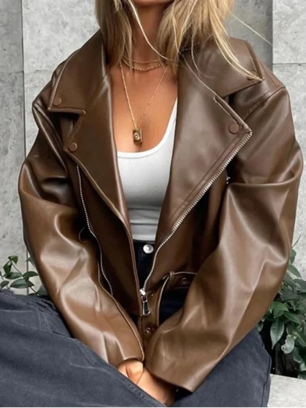 NEW Princess Polly Lioness Staten Island Faux Leather Jacket Biker Motorcycle - Picture 2 of 11